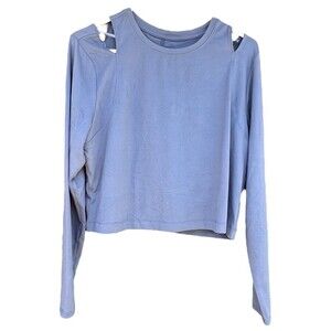 All in Motion Size XXL Cold Shoulder Cropped Long sleeve Periwinkle Blue Top New